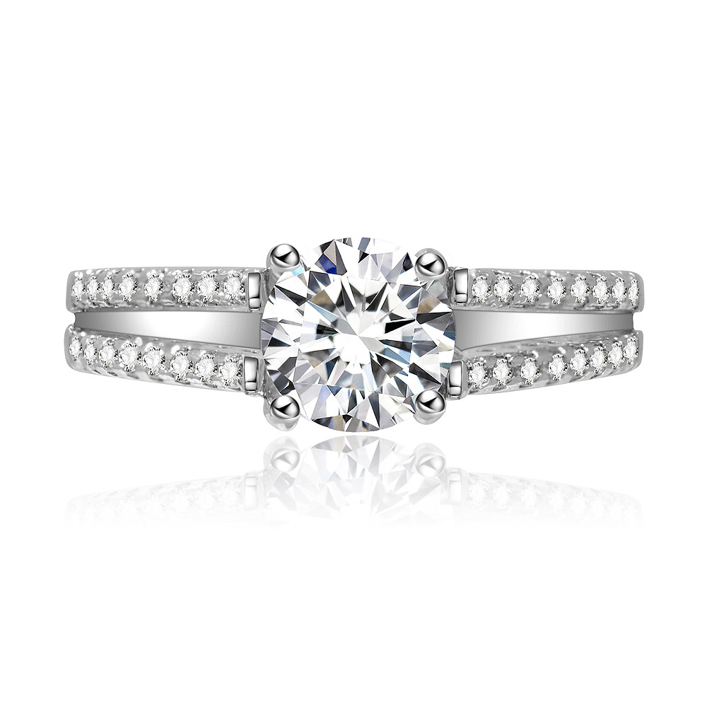 Princess Cut Split Shank Engagement Ring